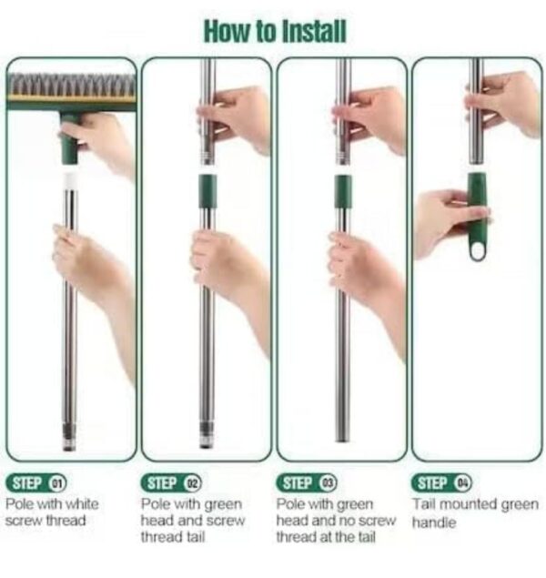 Bathroom Cleaning Brush with Wiper 3in1