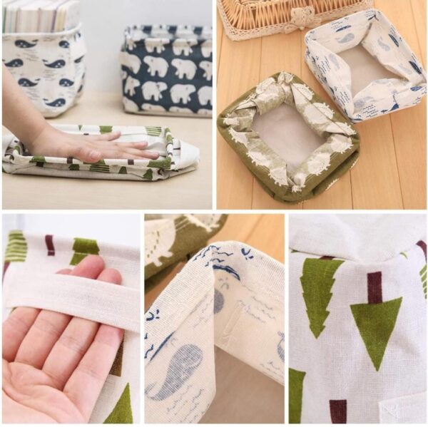 Canvas Fabric Foldable Mini Storage Basket