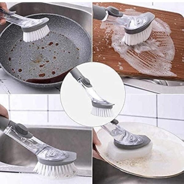 Dish Bowl Washing Brush with Refill Liquid Soap