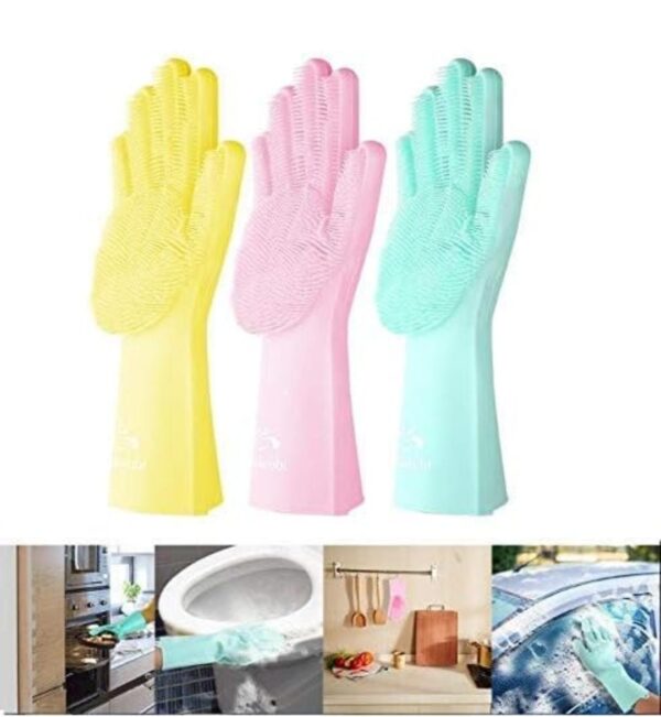 Latex 2 Pcs Wire Dishwashing Gloves