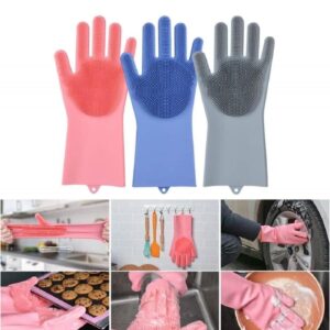 Latex 2 Pcs Wire Dishwashing Gloves