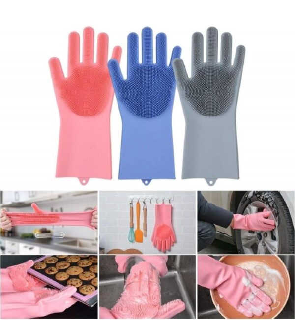 Latex 2 Pcs Wire Dishwashing Gloves