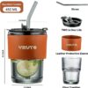 Leather Grip Coffee Tumbler with Lid & Silicone Straw