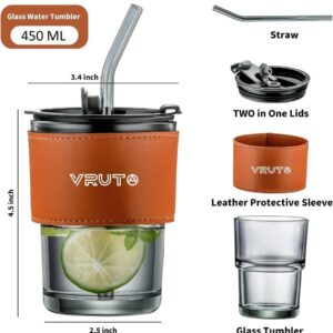 Leather Grip Coffee Tumbler with Lid & Silicone Straw